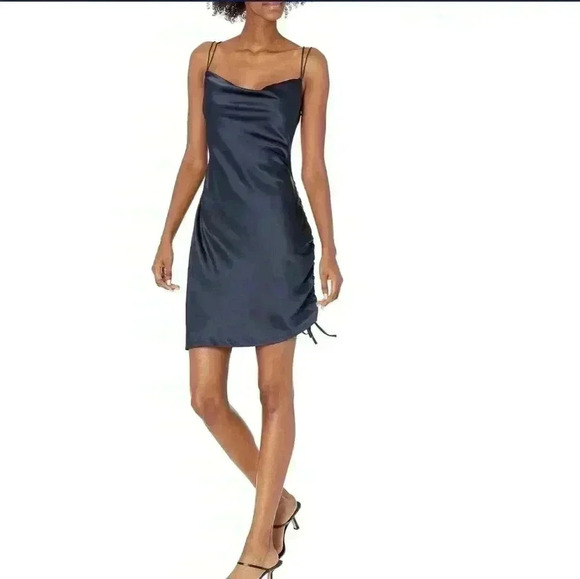 NWT Parker Ivy Sleeveless Cowl Neck Runched Cocktail Party Dress Blue Size 10 - Picture 1 of 11